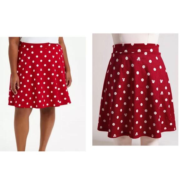 Torrid Disney Minnie Mouse Polka Dot Red Scuba Skater Skirt w/Pockets 3X New - Picture 1 of 5
